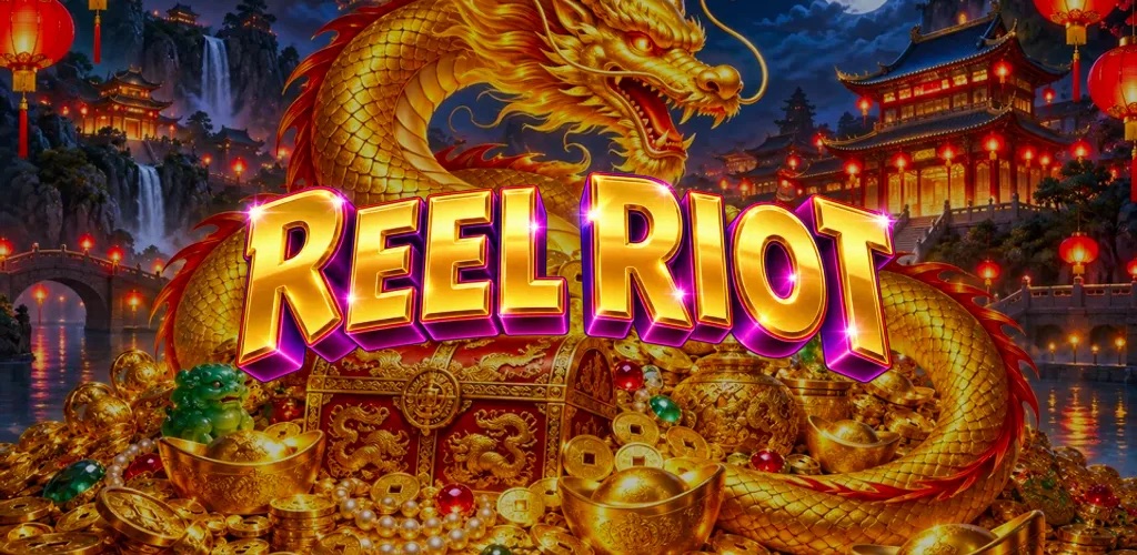 Reel Riot — golden dragon guarding a hoard of coins